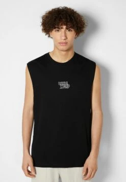 BershkaSLEEVELESS WORKER - Linne - Black