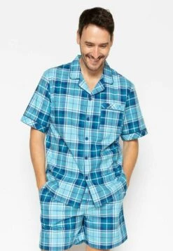 CyberjammiesKURZARM GEORGE CHECKS - Pyjamasöverdel - Blue Checks