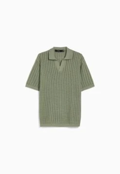 BershkaTEXTURED SLEEVE - Piké - Green -Stil och Komfort Butik 7834f5cf6955438486d09d209eef85aa