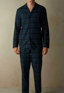 IntimissimiLANGER AUS ANGERAUTEM STOFF MIT KAROMUSTER SET - Pyjamas - Check Blu Denim