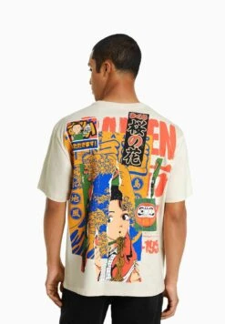 BershkaBOXY - T-shirt Med Print - Camel -Stil och Komfort Butik cd7b9102b4154528820a9a623fb27760